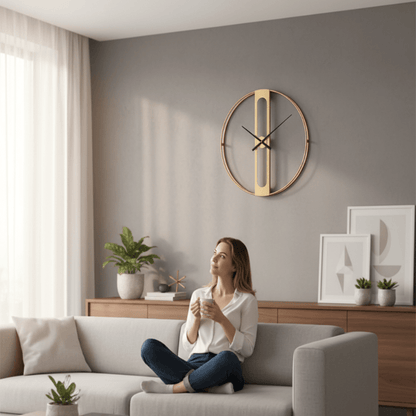 CHRONOLUX – 50cm Gold & Black Metal Wall Clock for Modern Decor