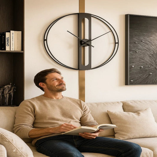 CHRONOLUX – 50cm Gold & Black Metal Wall Clock for Modern Decor
