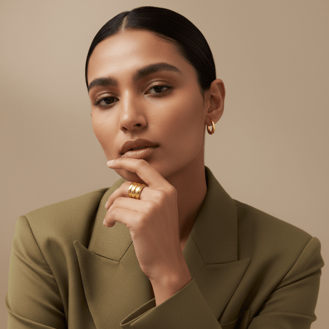 Anillo de nivel costero dorado