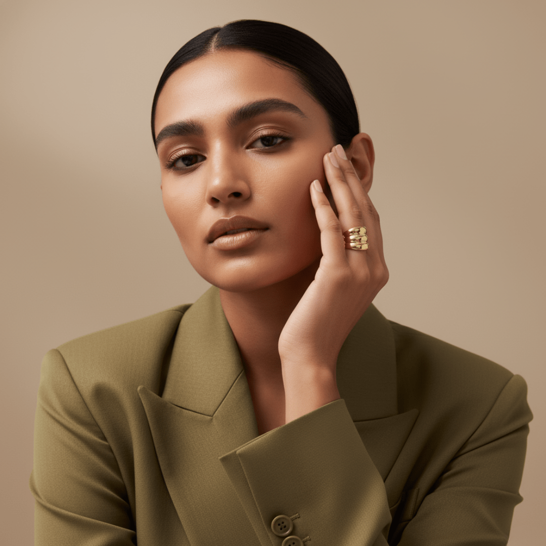 Anillo de nivel costero dorado