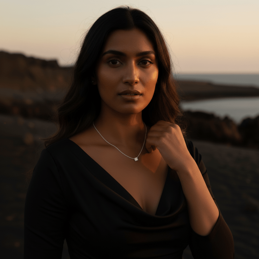 Clear Water Silver and Gold-tone Emerald Necklace