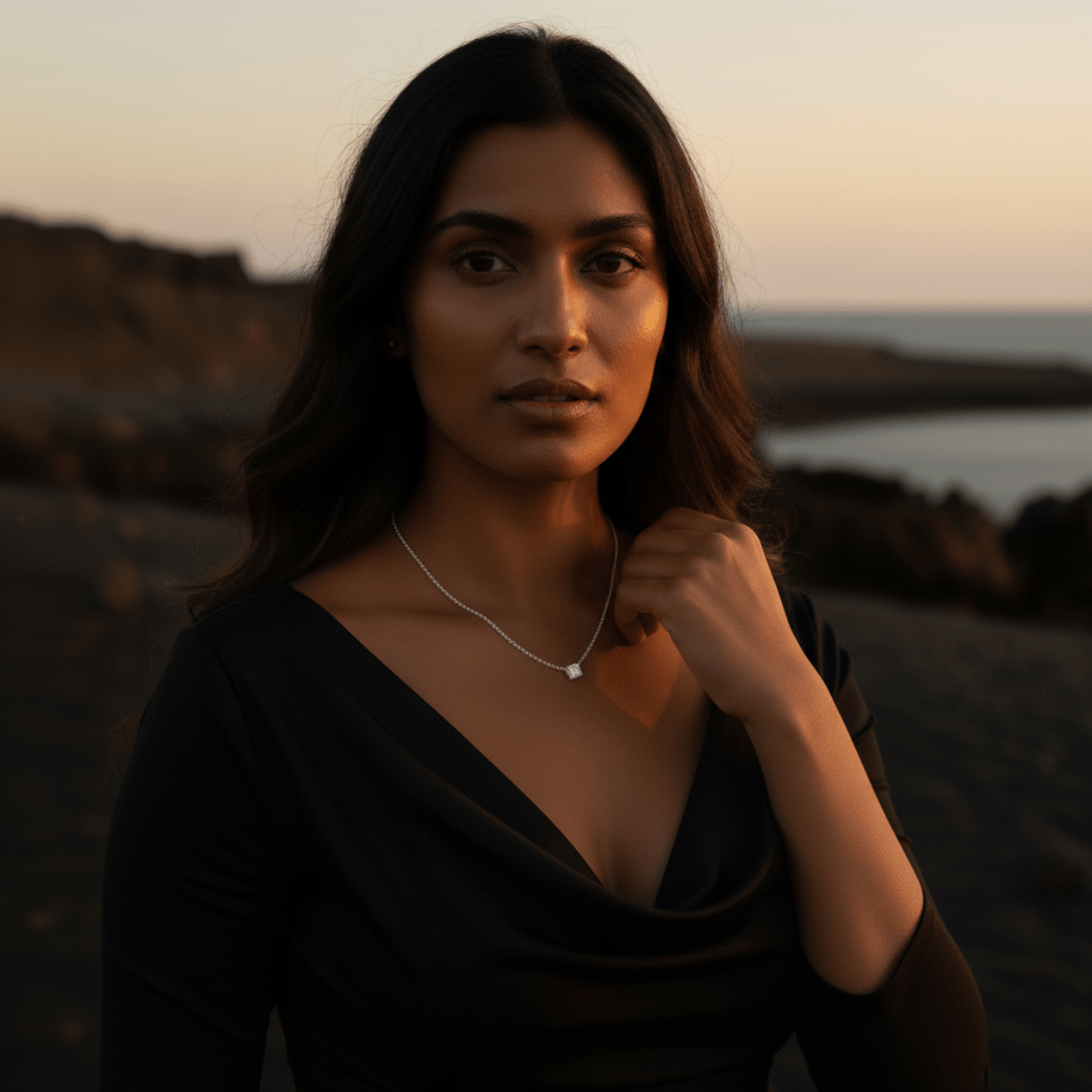 Clear Water Silver and Gold-tone Emerald Necklace