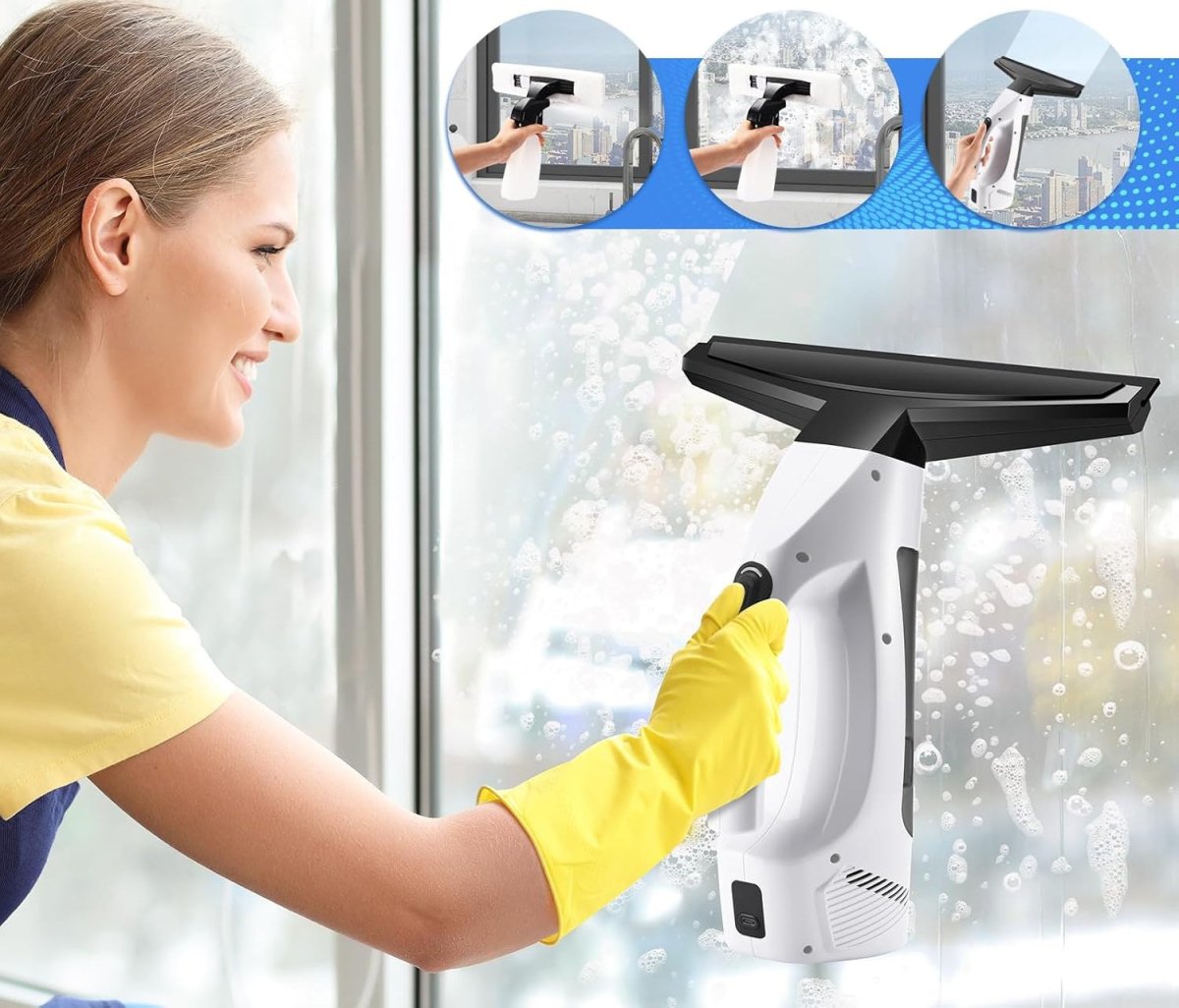 CLEARIX – Aspirateur électrique sans fil pour vitres, pour une brillance sans traces