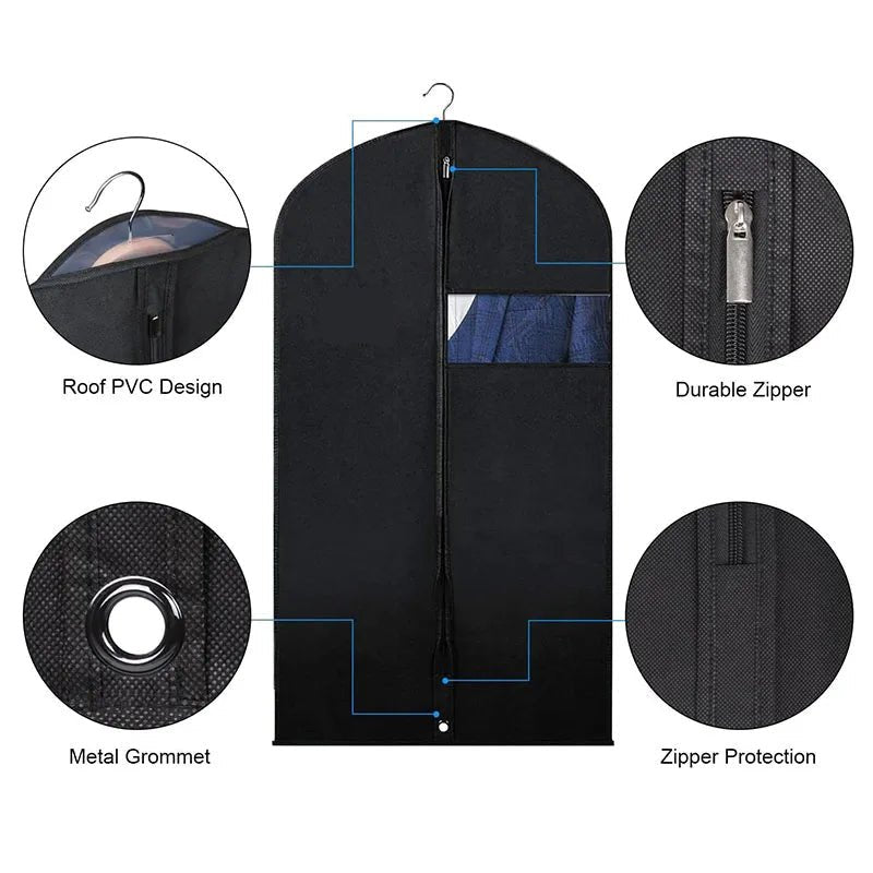 CLOTHARIA – Breathable Garment Cover Set 5-Pack with Clear Window Storage Sleeves