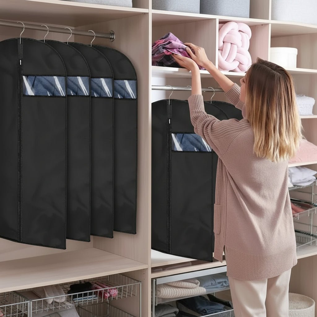 CLOTHARIA – Breathable Garment Cover Set 5-Pack with Clear Window Storage Sleeves