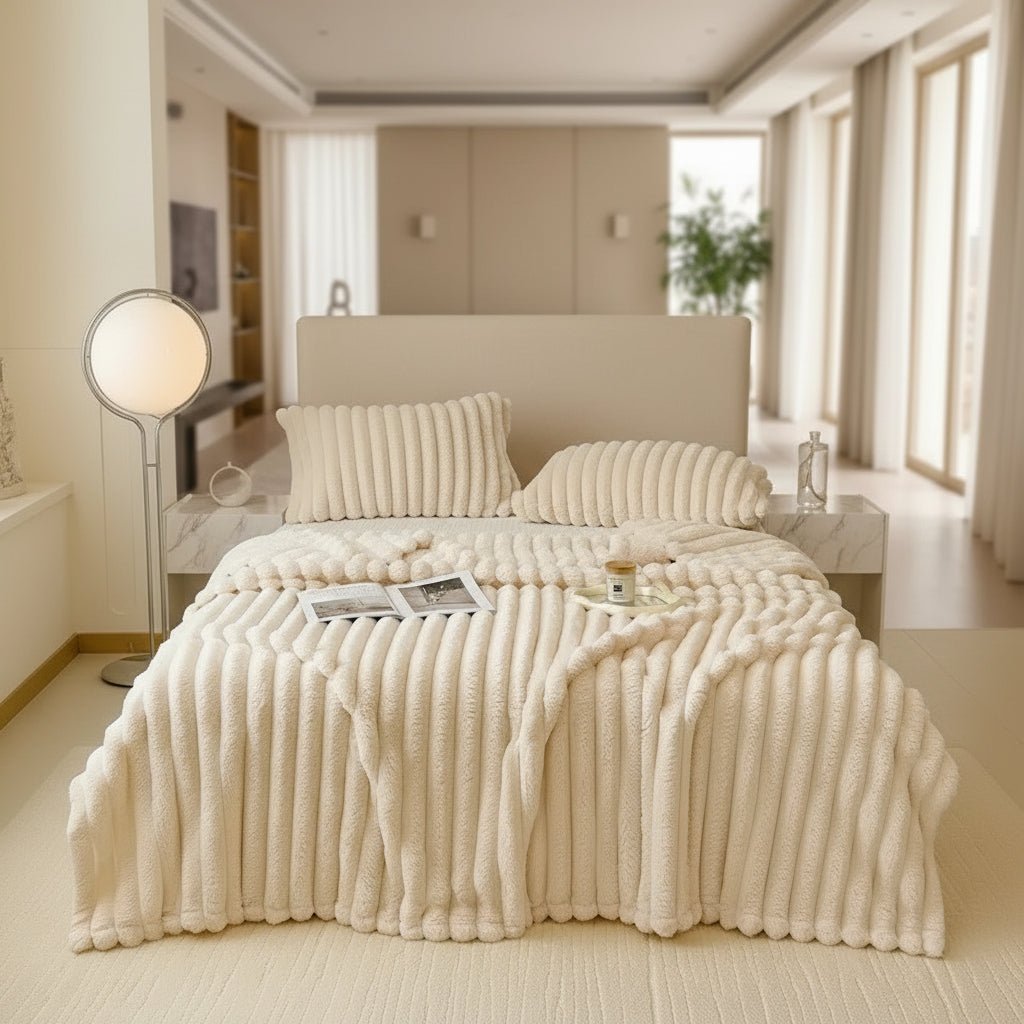 LUXEBUN – Cozy Faux Rabbit Fur Throw Blanket for Couch & Bed 0