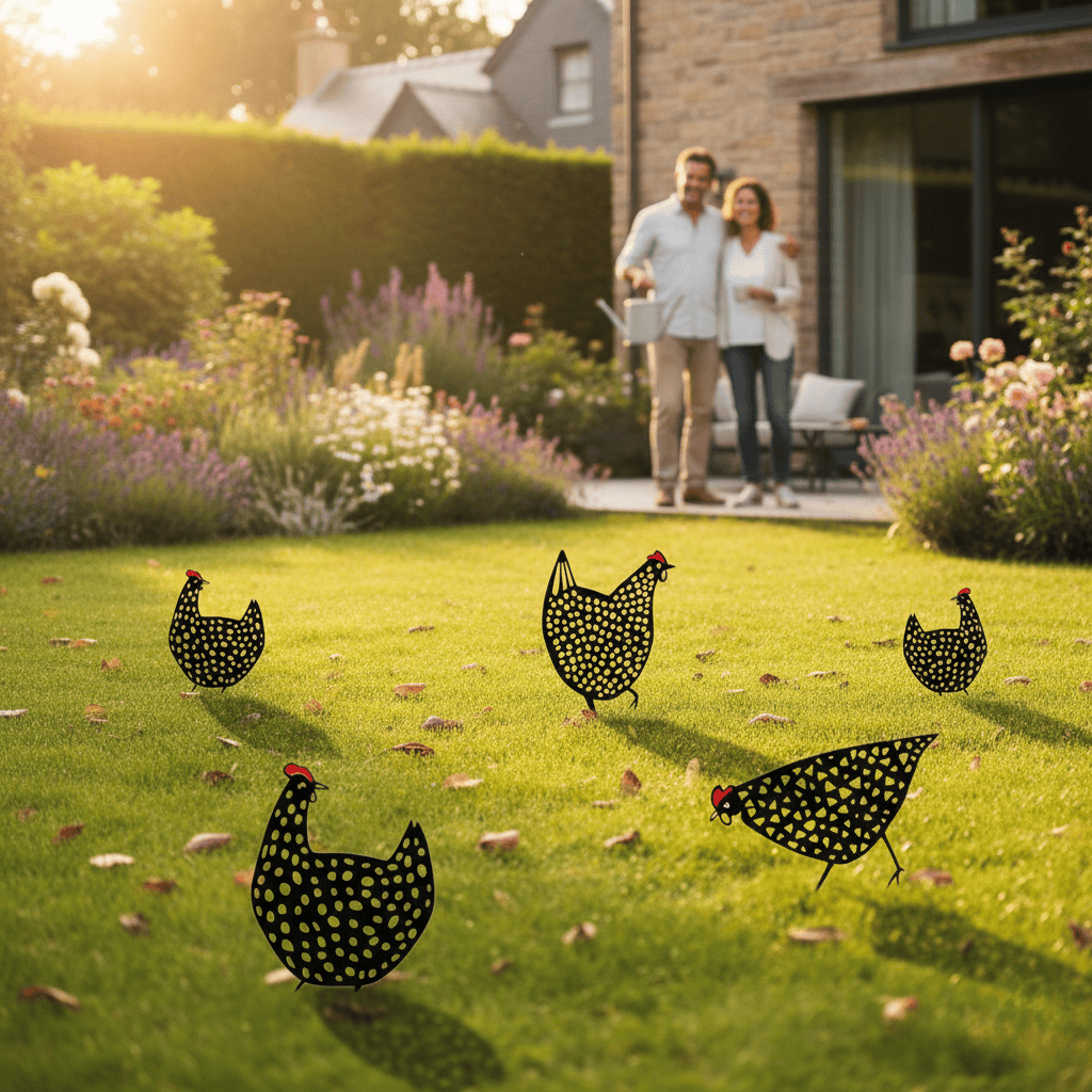 Cluckura – Weatherproof Metal Chicken Statue for Garden & Patio