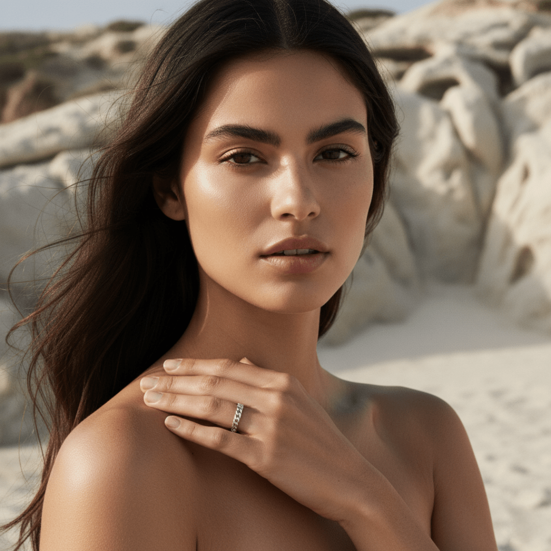 Coastal Anchor Link Gold Silver Ring