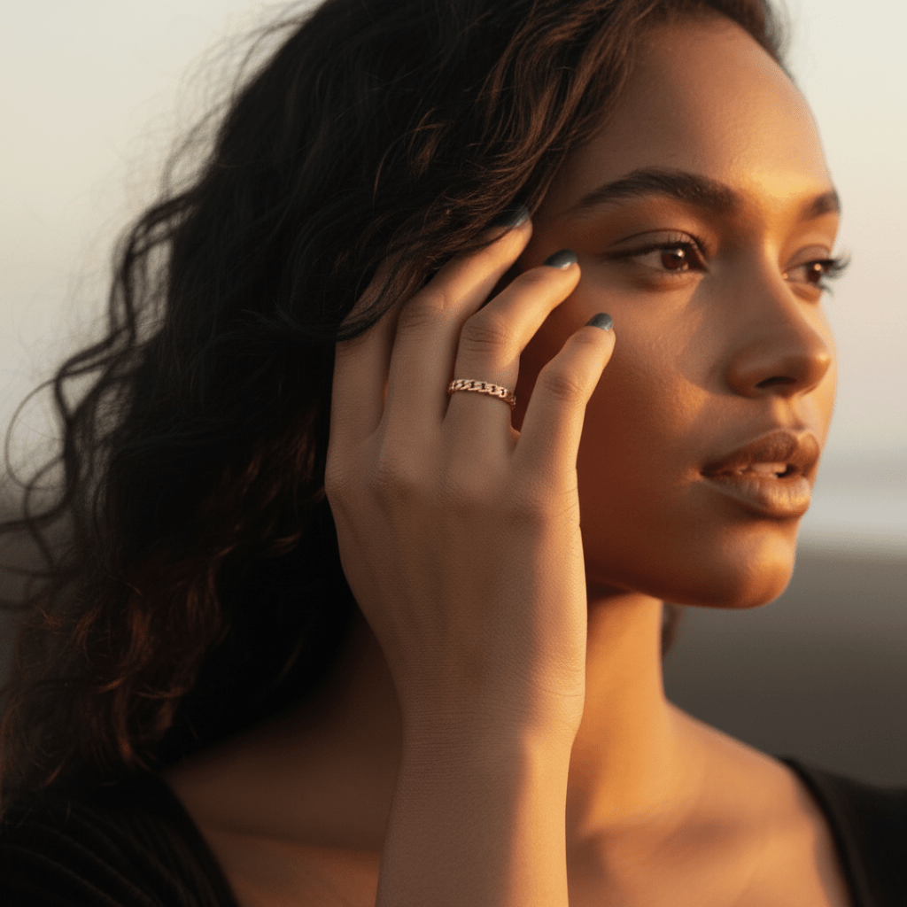 Coastal Anchor Link Gold Silver Ring