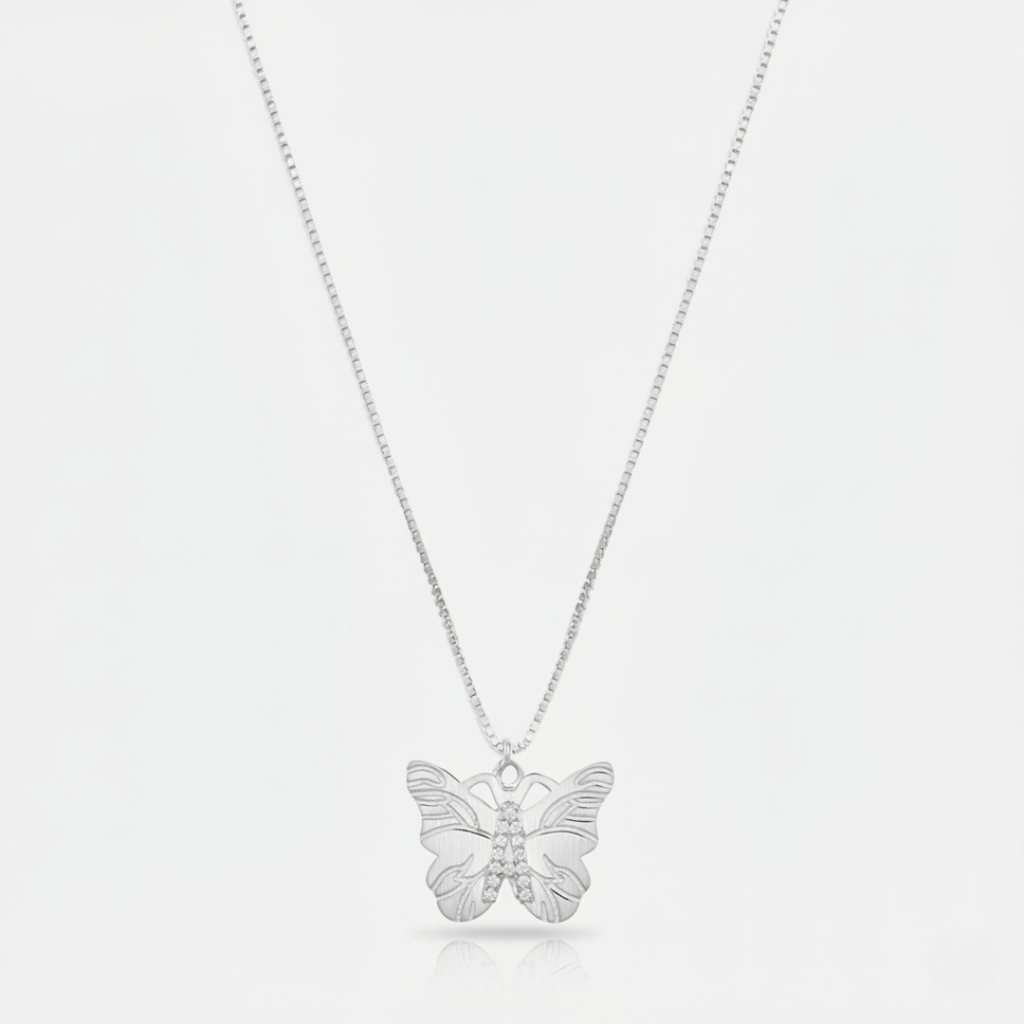 Coastal Gold and Silver Butterfly Pendant Necklace