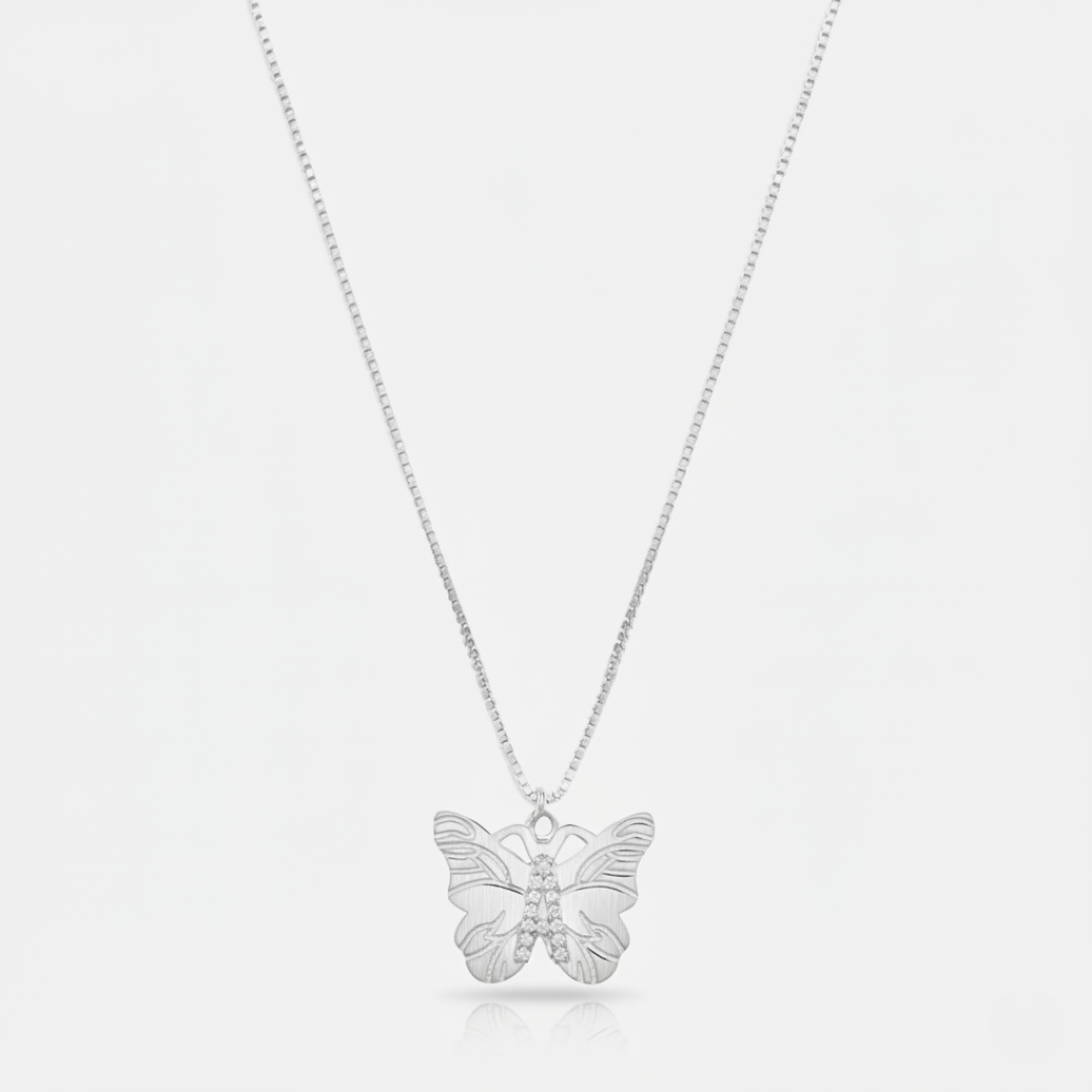 Coastal Gold and Silver Butterfly Pendant Necklace