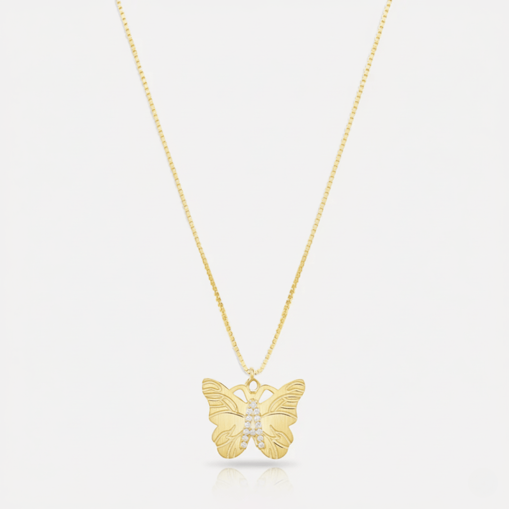 Coastal Gold and Silver Butterfly Pendant Necklace