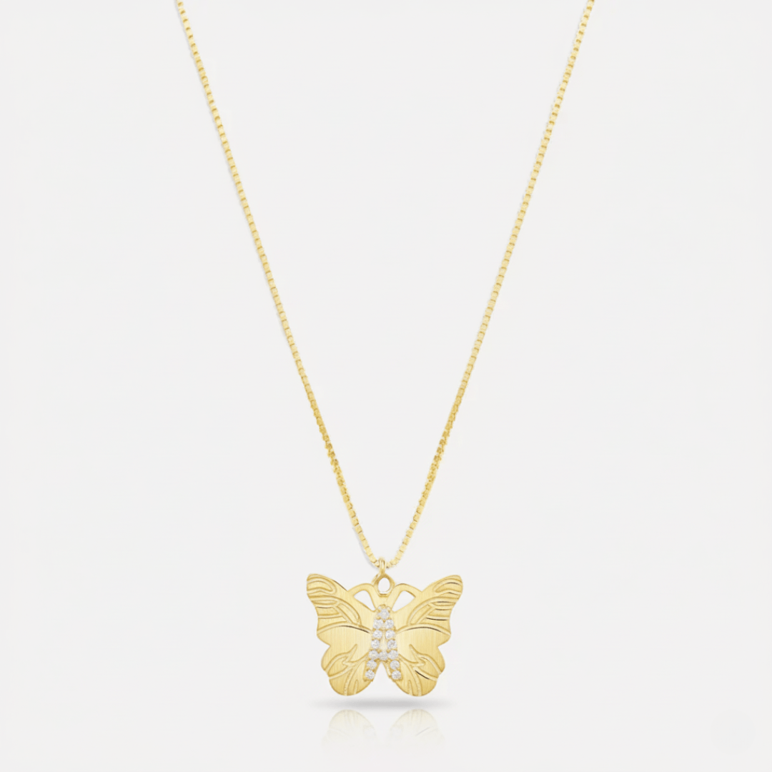 Coastal Gold and Silver Butterfly Pendant Necklace
