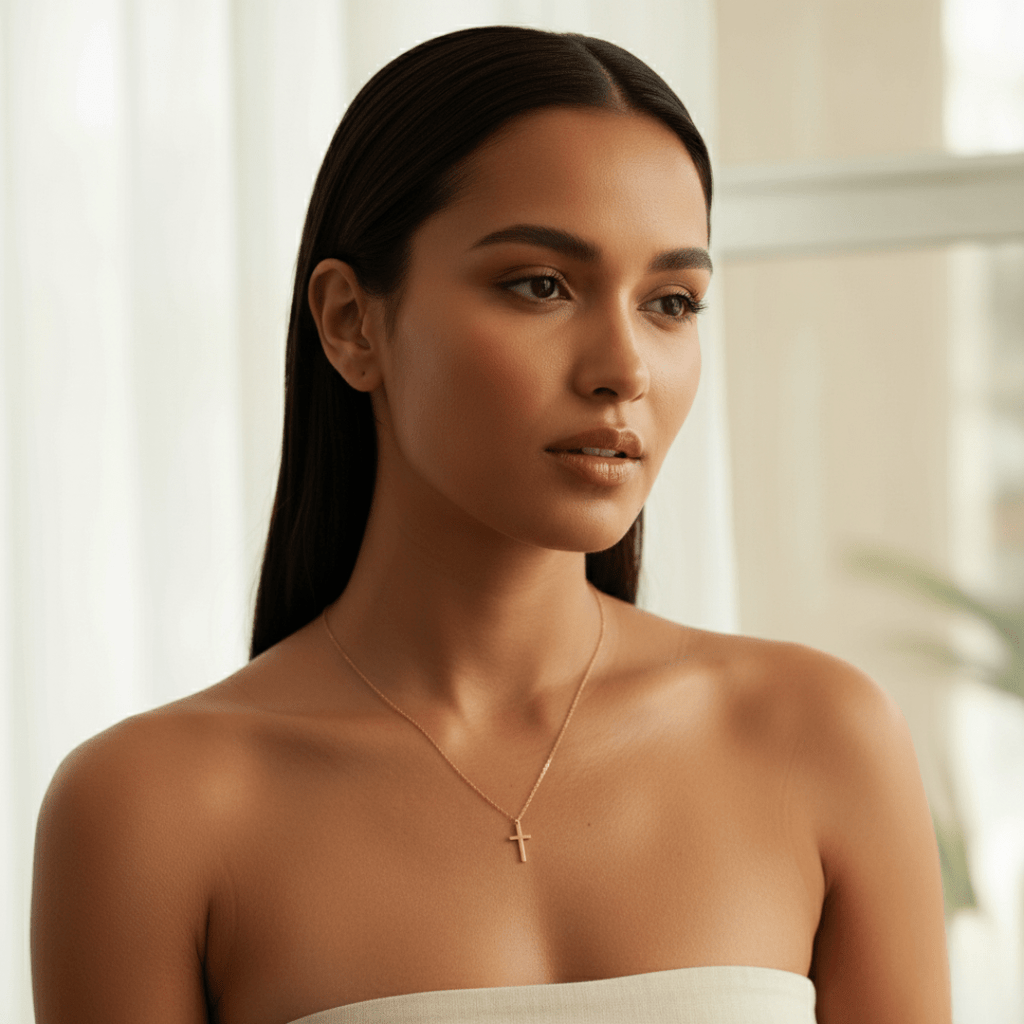 Coastal Guide Gold Cross Pendant Necklace