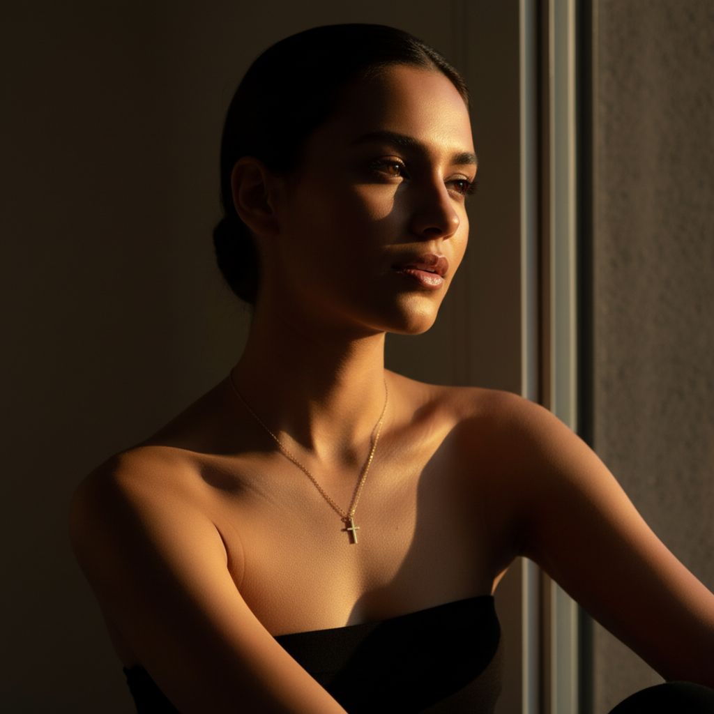 Coastal Guide Gold Cross Pendant Necklace