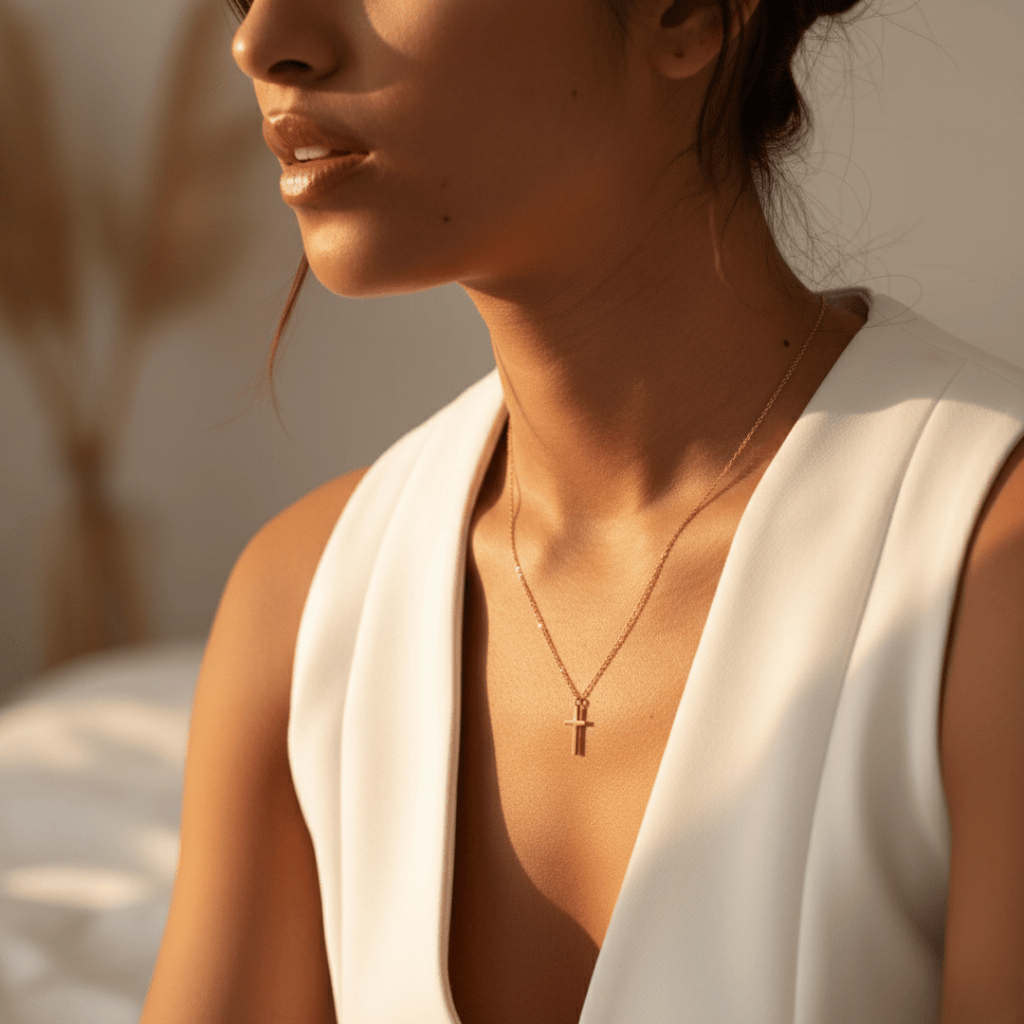 Coastal Guide Gold Cross Pendant Necklace