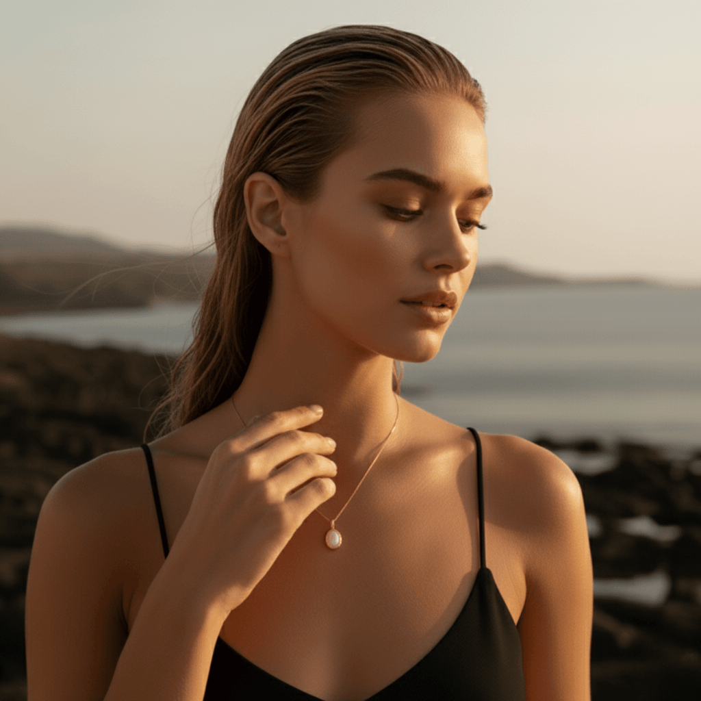 Coastal Moonstone Gold Necklace