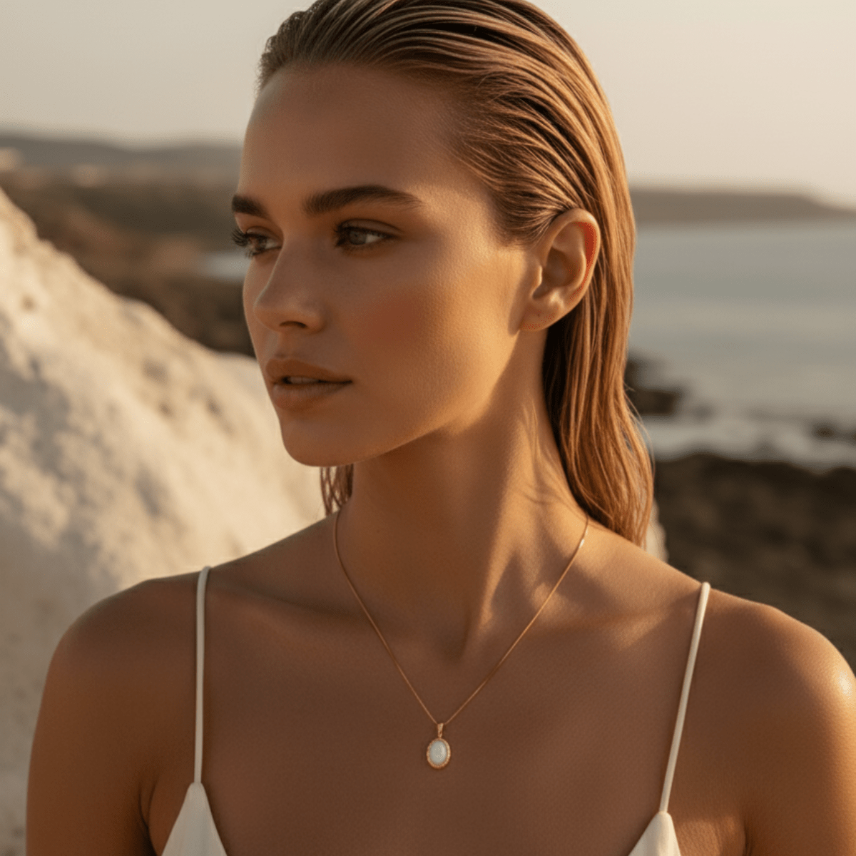 Coastal Moonstone Gold Necklace