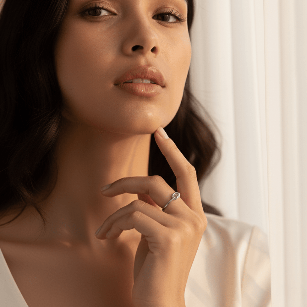 Anillo de Nudo Plateado y Dorado Costero