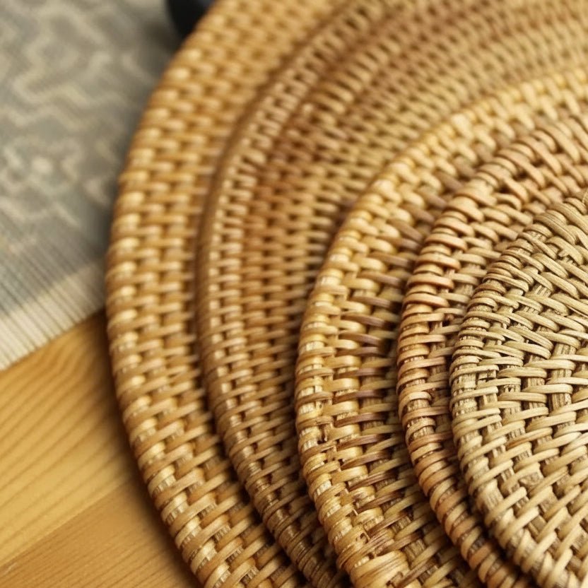RATTANCRAFT – Elegant Rattan Weave Coaster Set 6-Piece Non-Slip Drink Mats 3