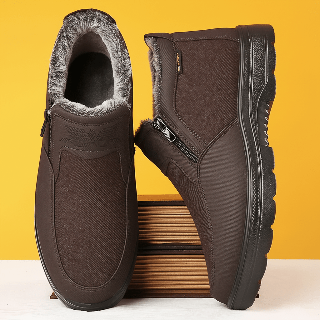 COLDPEAK – Men’s Leather Winter Boots with Thermal Fur Lining and Slip-Resistant Base 4