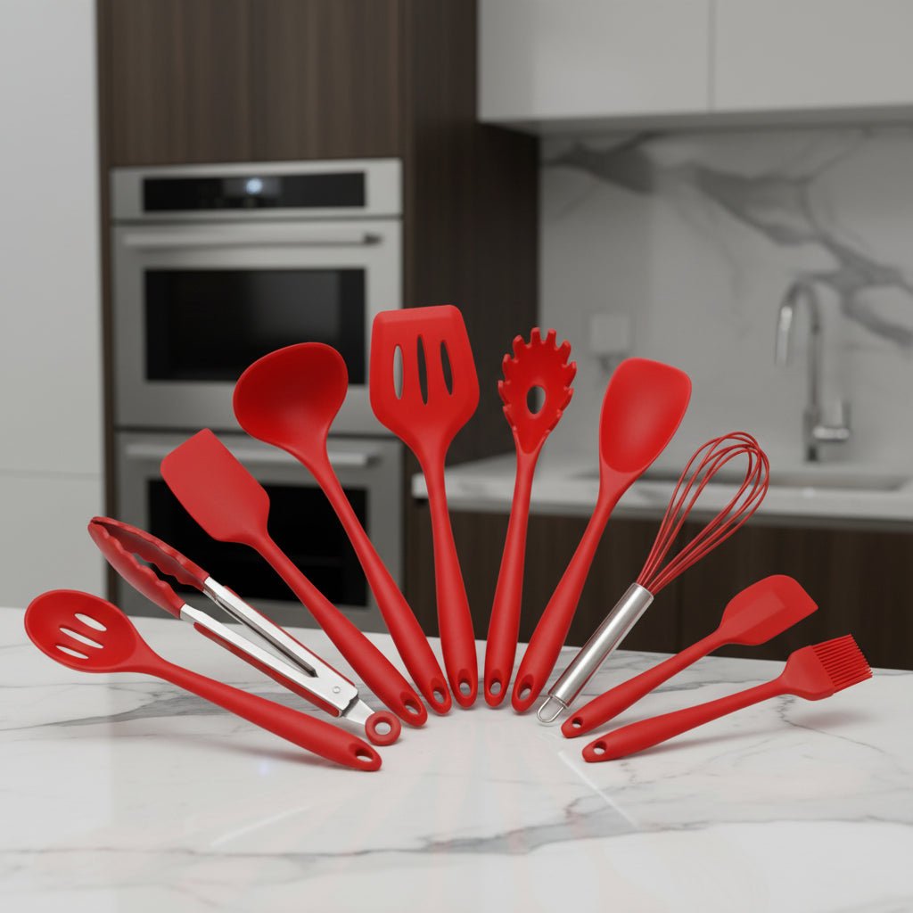 COLORFLAME UTENSILS – 10-piece non-stick silicone kitchen tool set 0