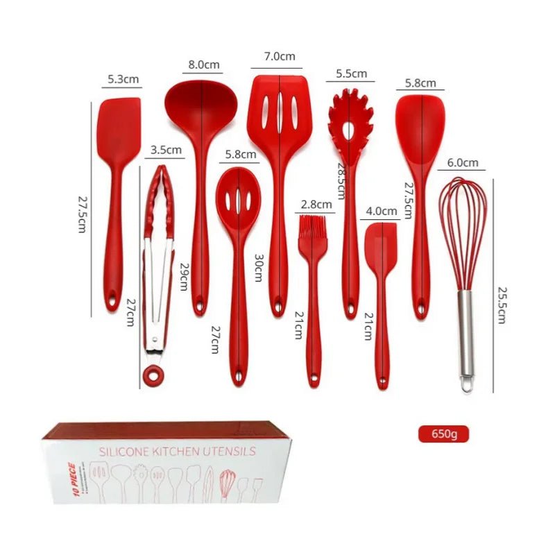 COLORFLAME UTENSILS – 10-piece non-stick silicone kitchen tool set 6