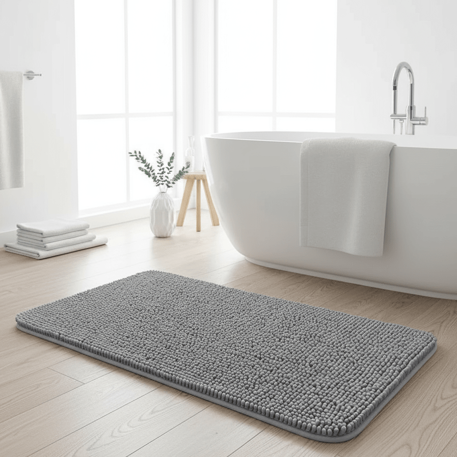 Myxes Plush Bath Mat - Ultra-Soft Chenille, Non-Slip & Quick-Dry Bathroom Mats 1