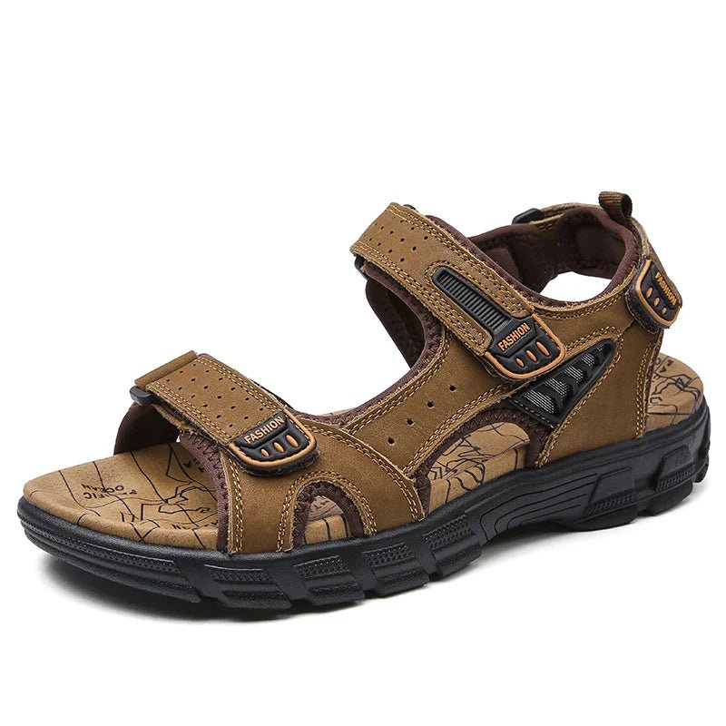 ComfortStep - Men's Ergonomic Sandals with Soft Leather, Velcro Closure & Non-Slip Bottom 1