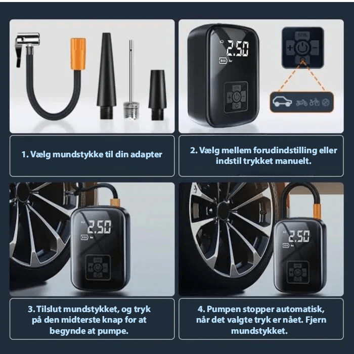 POMPE À AIR ÉLECTRIQUE COMPACTE – Gonfleur portable pour pneus, ballons et matelas