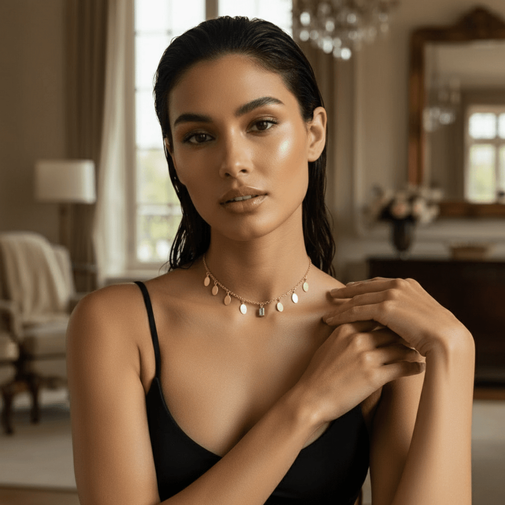 Petal maansteen gouden ketting