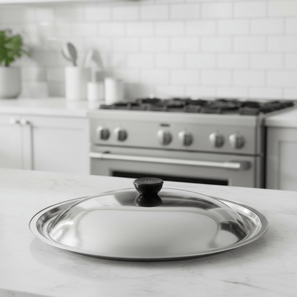 CookShield – Universeel RVS Deksel voor Pannen & Woks