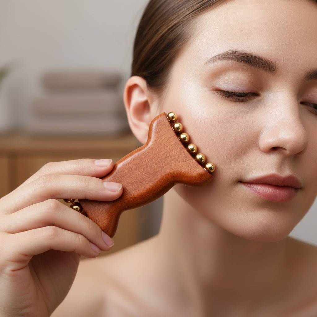DETOXZEN – Detox Face Massager Natural Copper Wood for Lymph Drainage & Gua Sha Massage 1