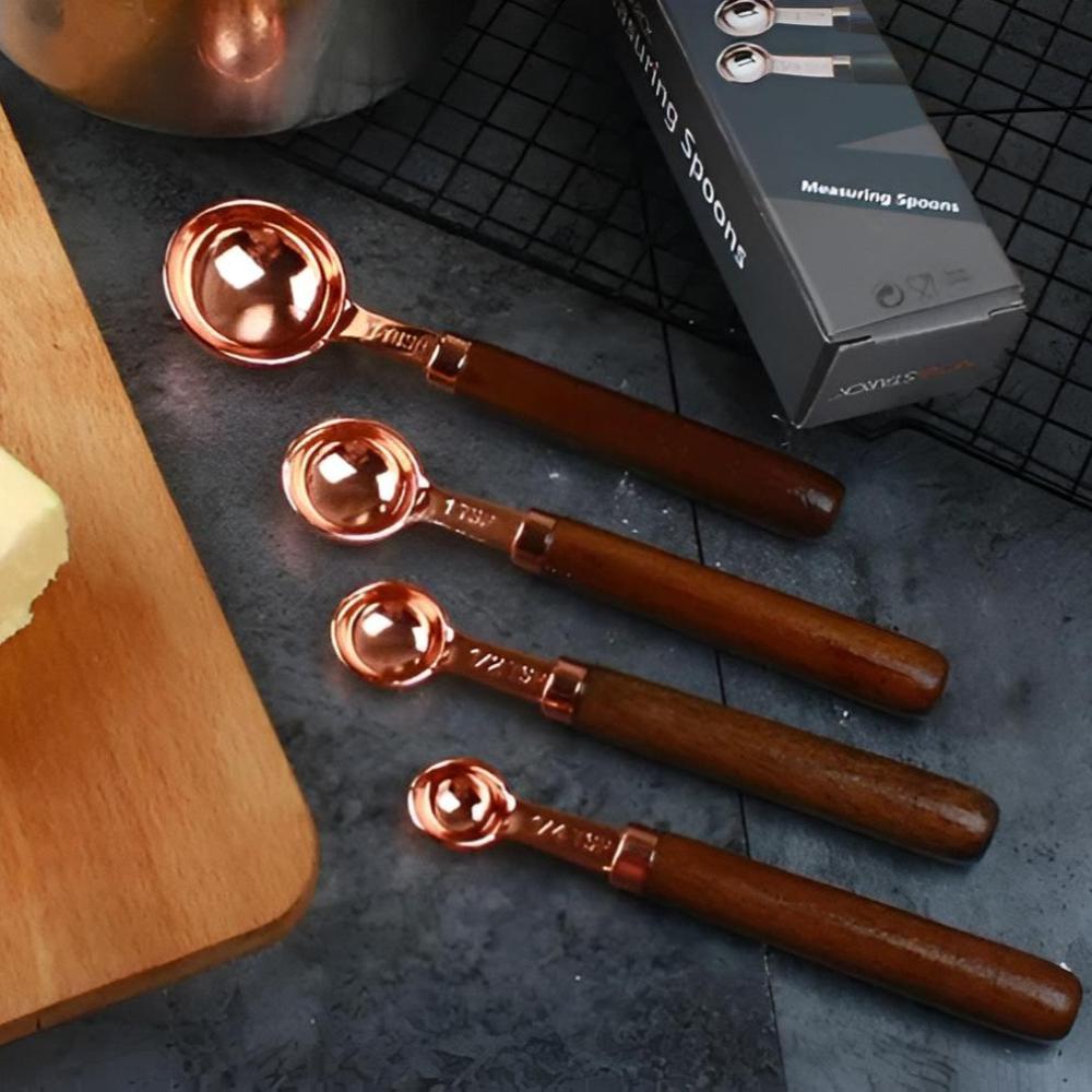 Gleam Copper Measuring Spoons Set - Premium Stainless Steel Kitchen Utensils 8