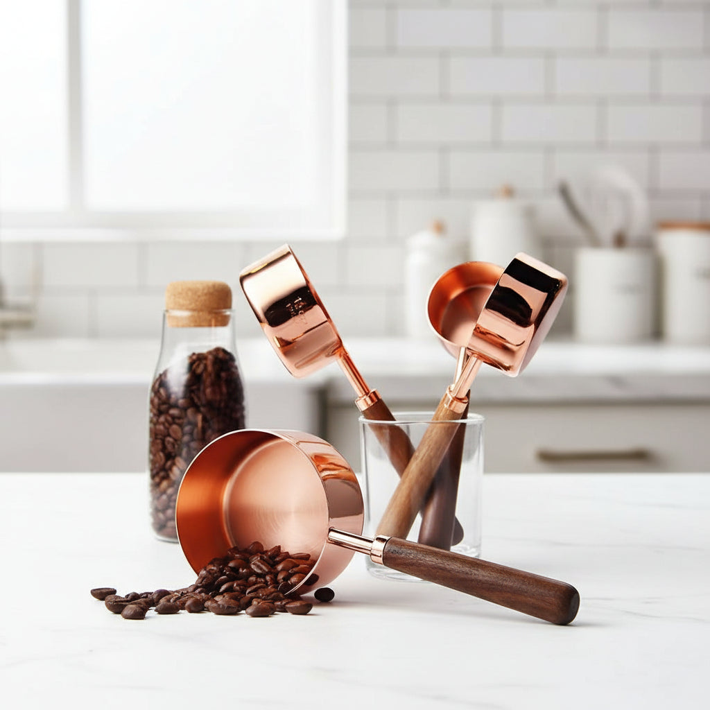 Gleam Copper Measuring Spoons Set - Premium Stainless Steel Kitchen Utensils 0