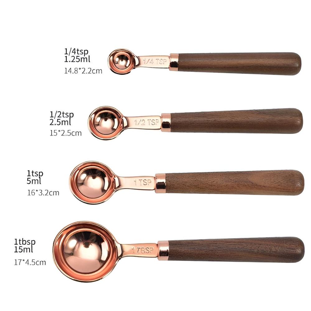 Gleam Copper Measuring Spoons Set - Premium Stainless Steel Kitchen Utensils 4