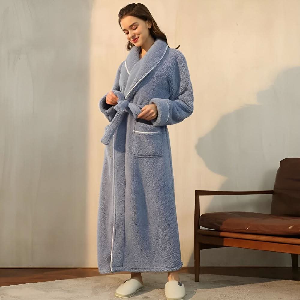 Coral Sherpa – Unisex Fleece Bathrobe with Shawl Collar