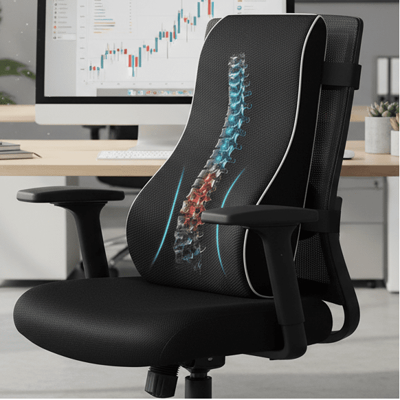 Memory Foam Lumbar Support Cushion - Ergonomic Back Support for Car & Office 0