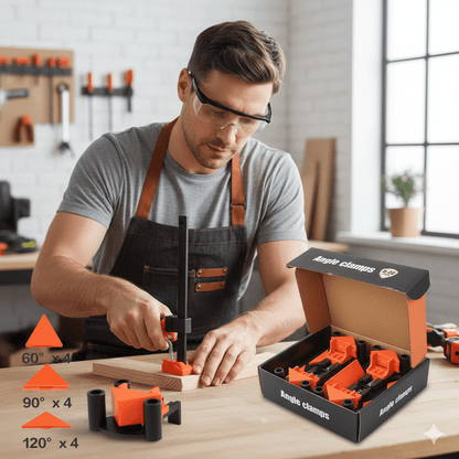 CORNERMATE – Verstelbare 4-weg hoekklemset voor perfecte 60°, 90° en 120° hoeken