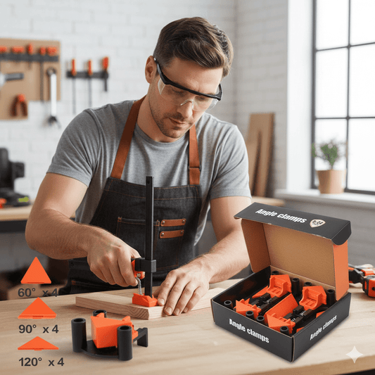 CORNERMATE – Ensemble de serre-angles réglables 4 voies pour des angles parfaits de 60°, 90° et 120°