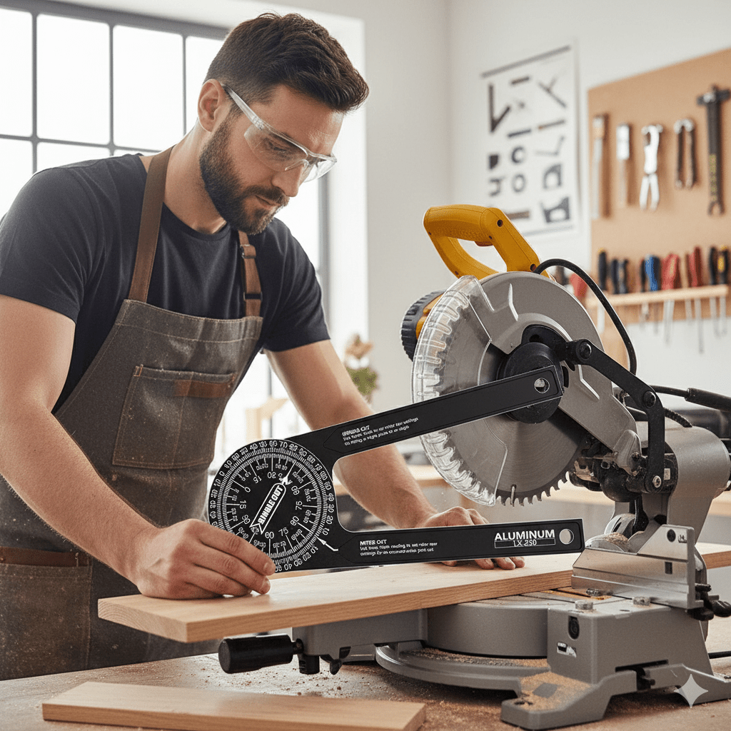 CORNERWISE – Ferramenta de Medição para Cantos de Serra de Esquadria com Gravação a Laser para Cortes Precisos