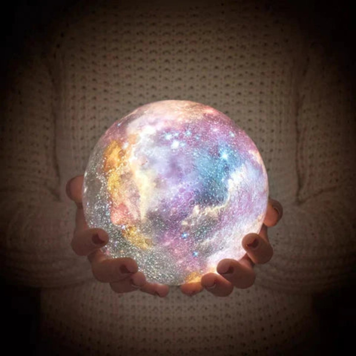Galaxy Moon Lamp - 3D Printed Night Light with Remote Control & 16 Colors 4