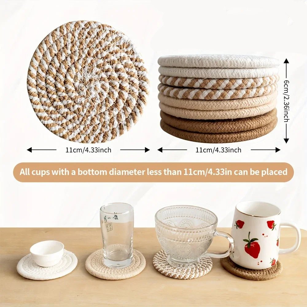 Minimalist Cotton Fabric Drink Coasters - 4 Absorbent Set for Home Decor 4