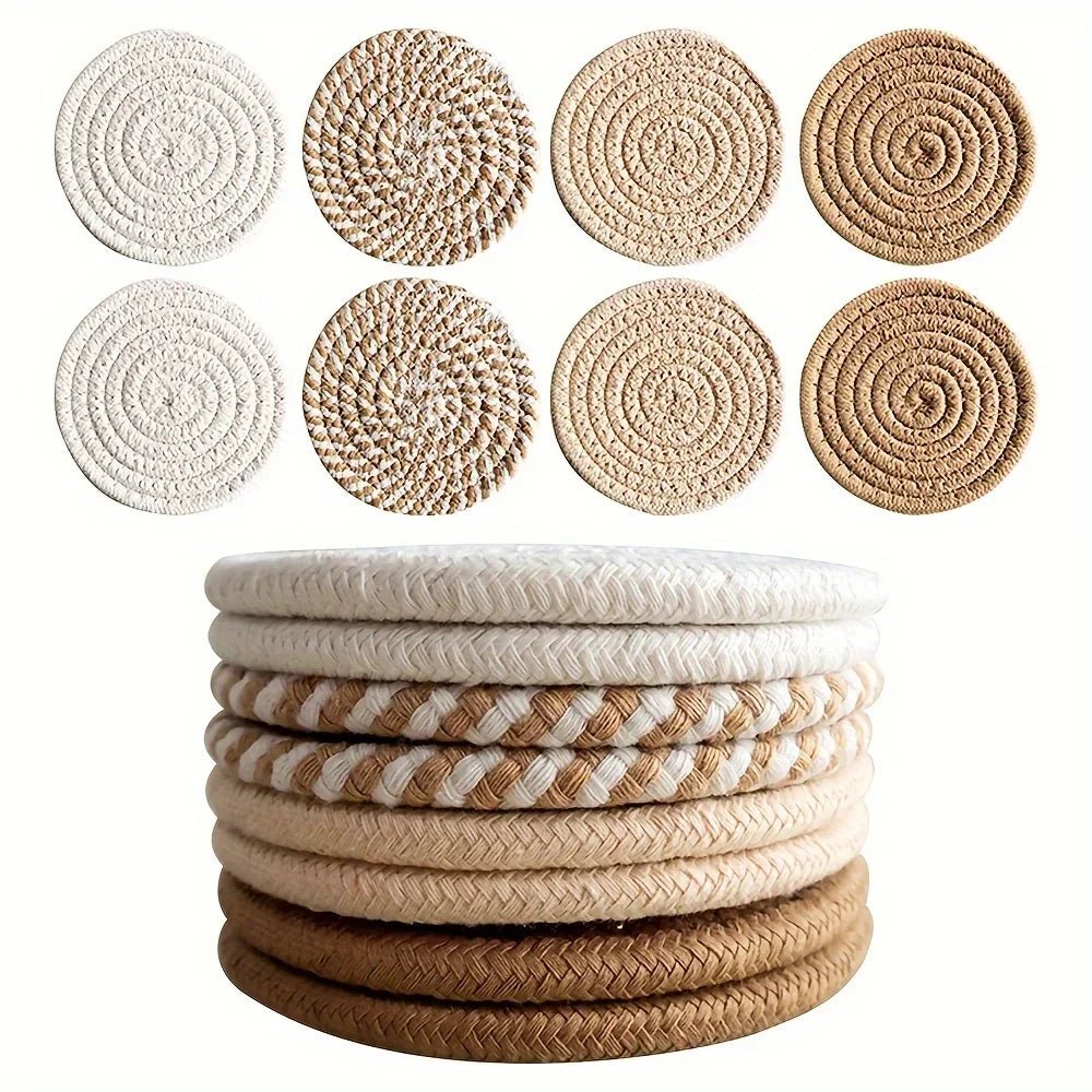 Minimalist Cotton Fabric Drink Coasters - 4 Absorbent Set for Home Decor 0