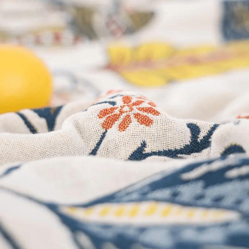 Coperta CottonBloom – Coperta rustica in cotone con motivo floreale, design reversibile