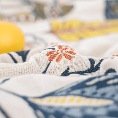 Coperta CottonBloom – Coperta rustica in cotone con motivo floreale, design reversibile