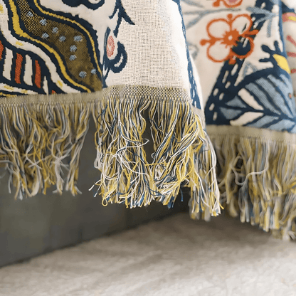 Coperta CottonBloom – Coperta rustica in cotone con motivo floreale, design reversibile
