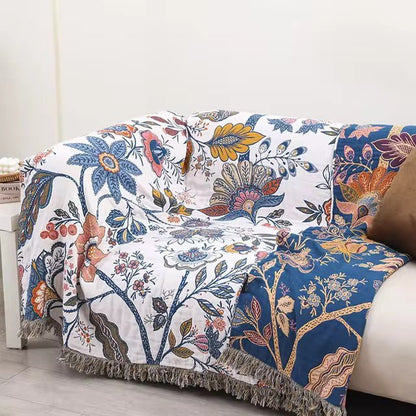 Coperta CottonBloom – Coperta rustica in cotone con motivo floreale, design reversibile
