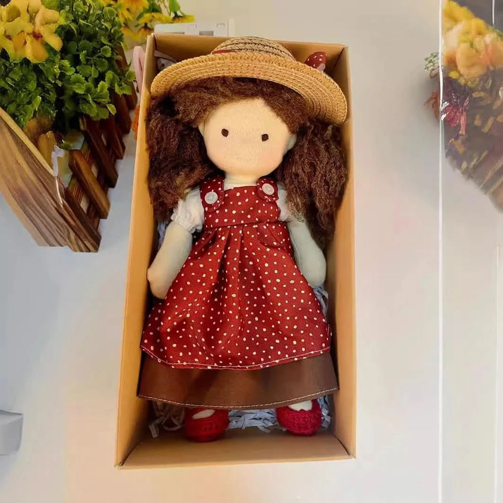 Boneca Waldorf Feita à Mão Veluvia | Boneca de peluche macia em algodão para brincadeira reconfortante e desenvolvimento emocional