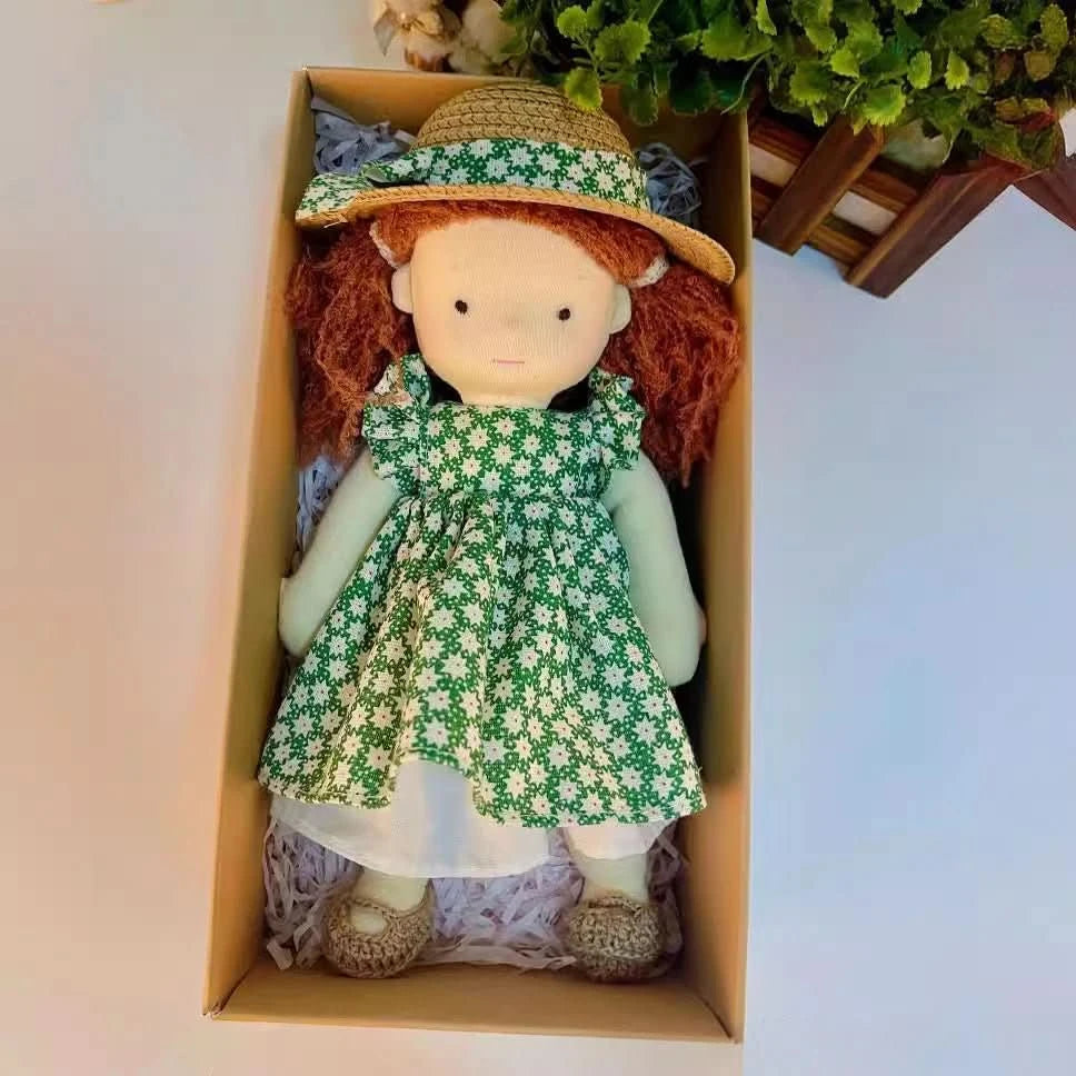 Boneca Waldorf Feita à Mão Veluvia | Boneca de peluche macia em algodão para brincadeira reconfortante e desenvolvimento emocional